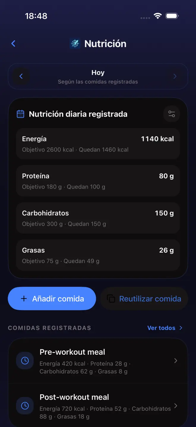 Nutrición: Nutrición diaria registrada
