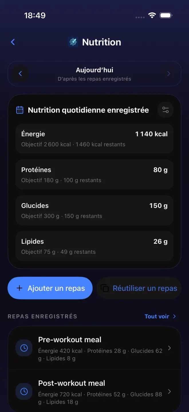Nutrition: Nutrition quotidienne enregistrée
